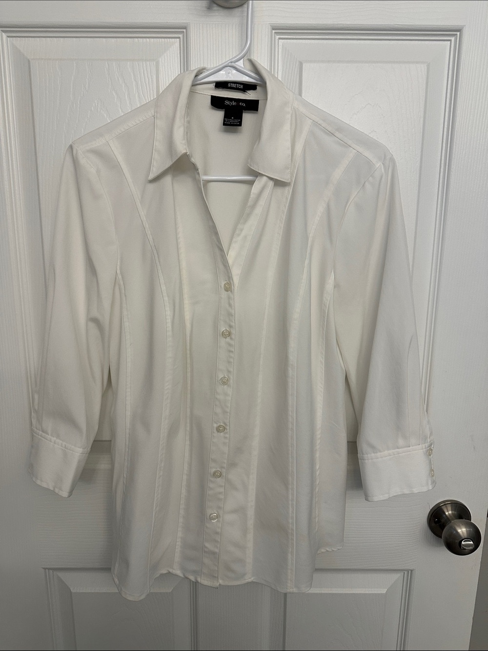Style & Co. Cream Women's Button-Down Dress Shirt